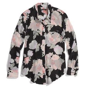 Reserved:Madewell Rose Print Silk Shirt